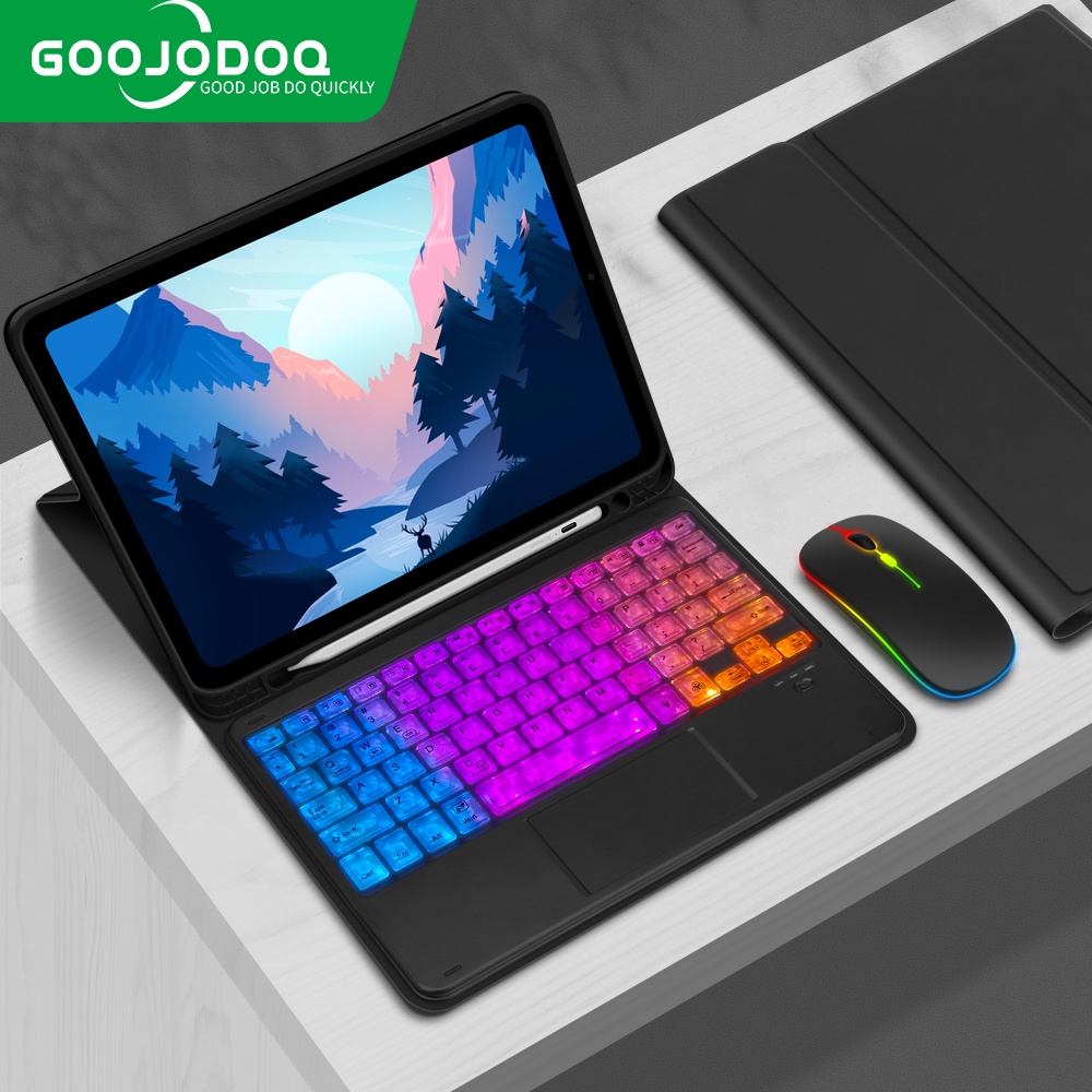 Goojodoq Backlight for ipad Case with Keyboard Touchpad Pencil Holder 9/8/7th Gen Air 4/5 Pro 11