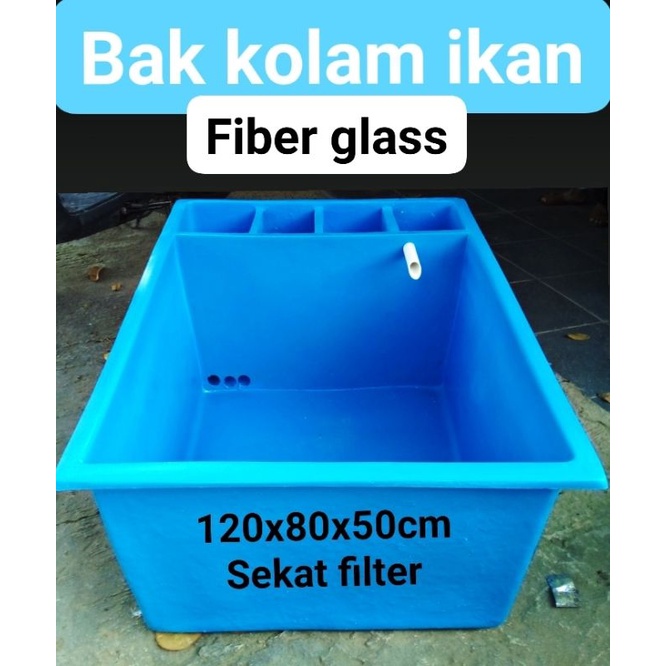 Bak kolam ikan fiber gllass. 120x80x50cm. sekat filter/chamber