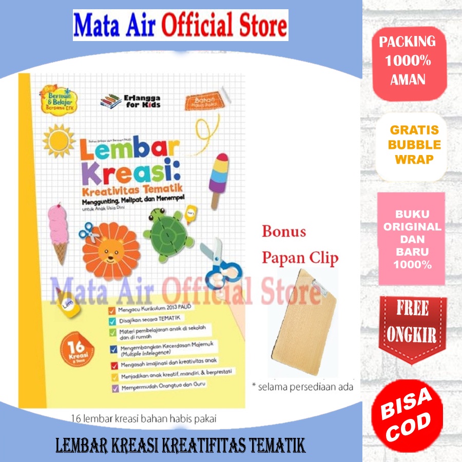 LEMBAR KREASI KREATIVITAS TEMATIK MENGGUNTING MELIPAT DAN MENEMPEL-ERLANGGA