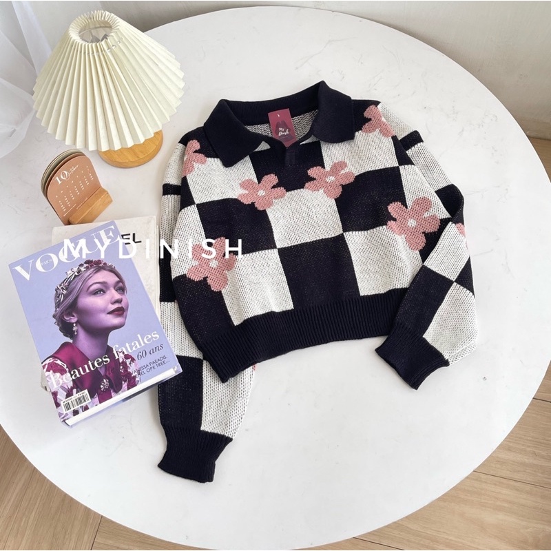 Melodi Crop Blouse - Atasan Blouse Wanita Berkerah Polo