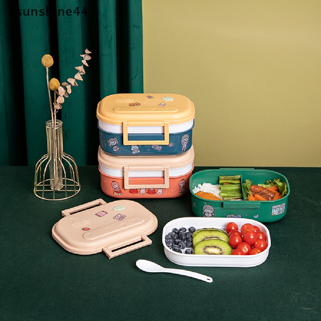 Sunshine Single Layer/Double Layer Plastic Divided Lunch Box Student Office Worker Lunch .