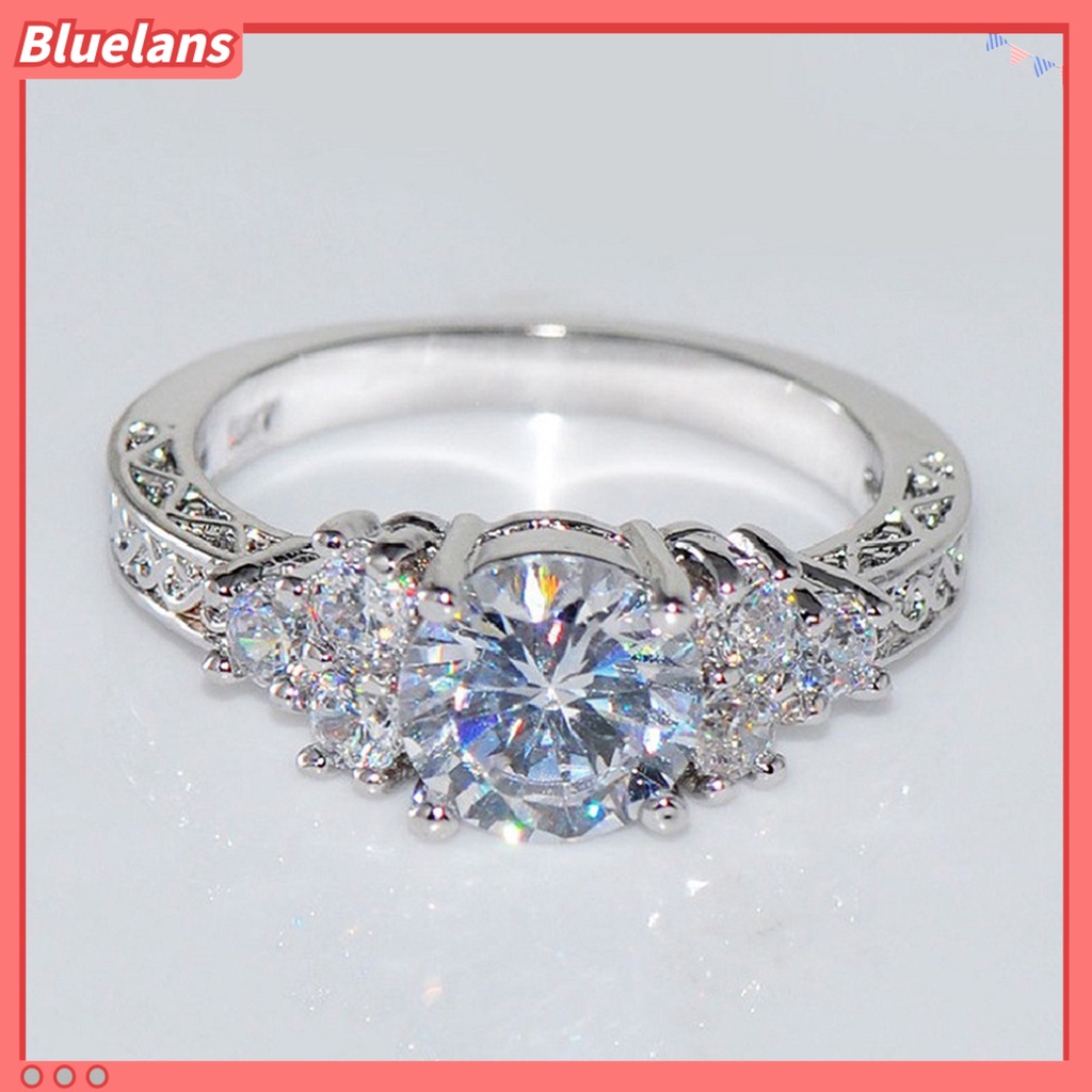 Bluelans Luxury Cubic Zirconia Inlaid Women Engagement Wedding Party Ring Jewelry Gift