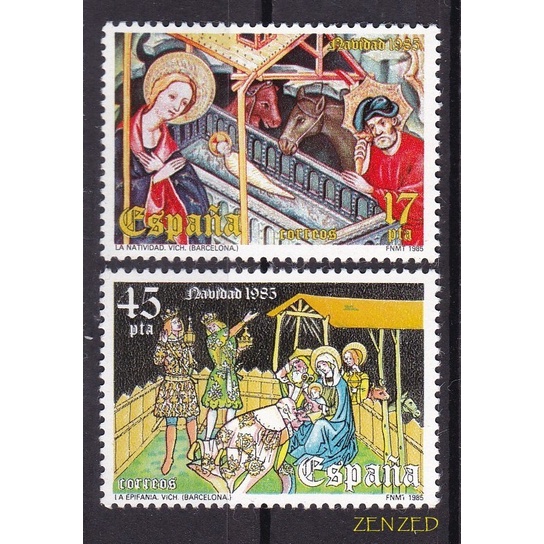 

0608 Perangko Spanyol 1985 Christmas 2v Mnh