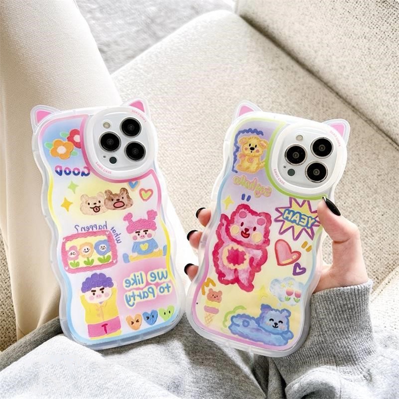 Soft Case Silikon Motif Kartun Graffiti Monster Untuk iPhone 14 13 12 11 Pro Max X Xr Xs Max 8 7 6 6s Plus