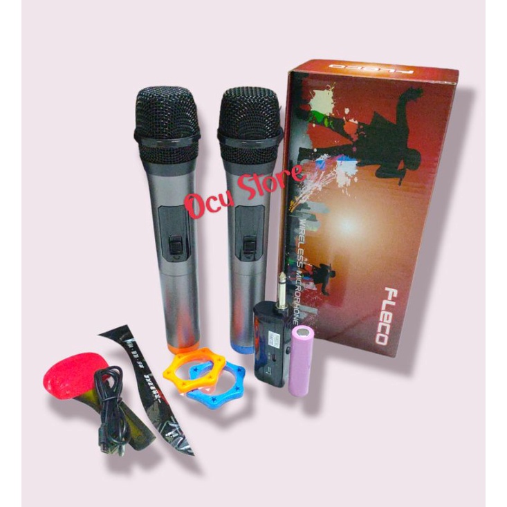 Microphone Profesional Wireless Mic Double FLECO M-13 Karaoke M13 MIC WIRELESS MURAH