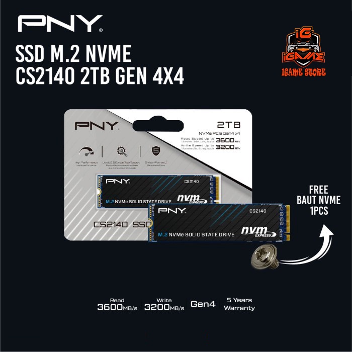 SSD PNY CS2140 M.2 NVME 500GB I 1TB I 2TB - Gen 4x4 NAMPOLL