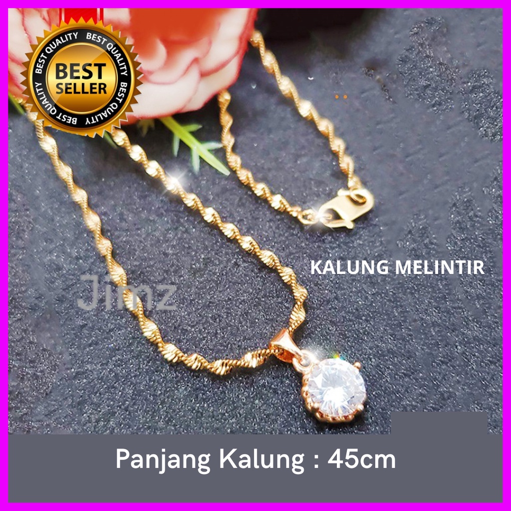 Kalung Melintir Yang Model Titanium + Liontin Mata Satu 24K Lapis Emas Persis Emas Asli - Emas