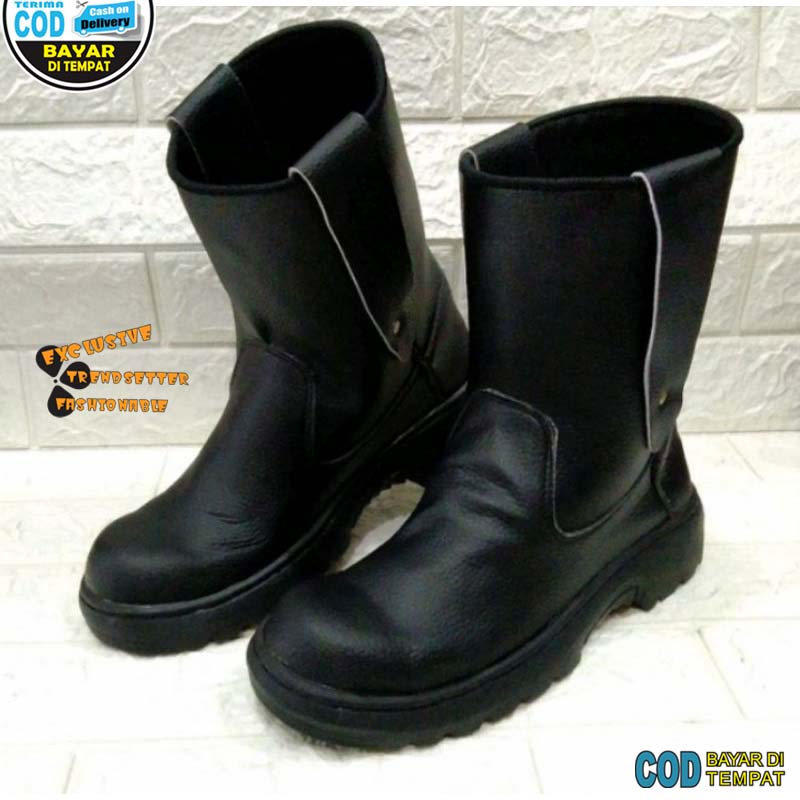 COD Sepatu Septi Saveti Safety Boot King Shoes SKN Ujung Besi Kulit Buatan Impor Keselamatan Kerja Pabrik Bengkel Bangunan