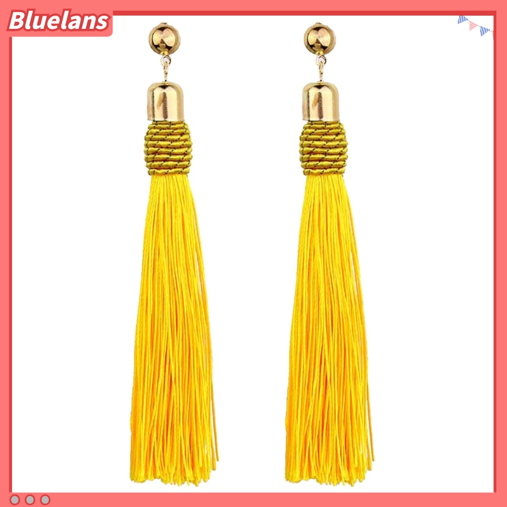 Bluelans Bohemian Wedding Tassel Ear Studs Long Dangle Earrings Bridal Bridesmaid Jewelry