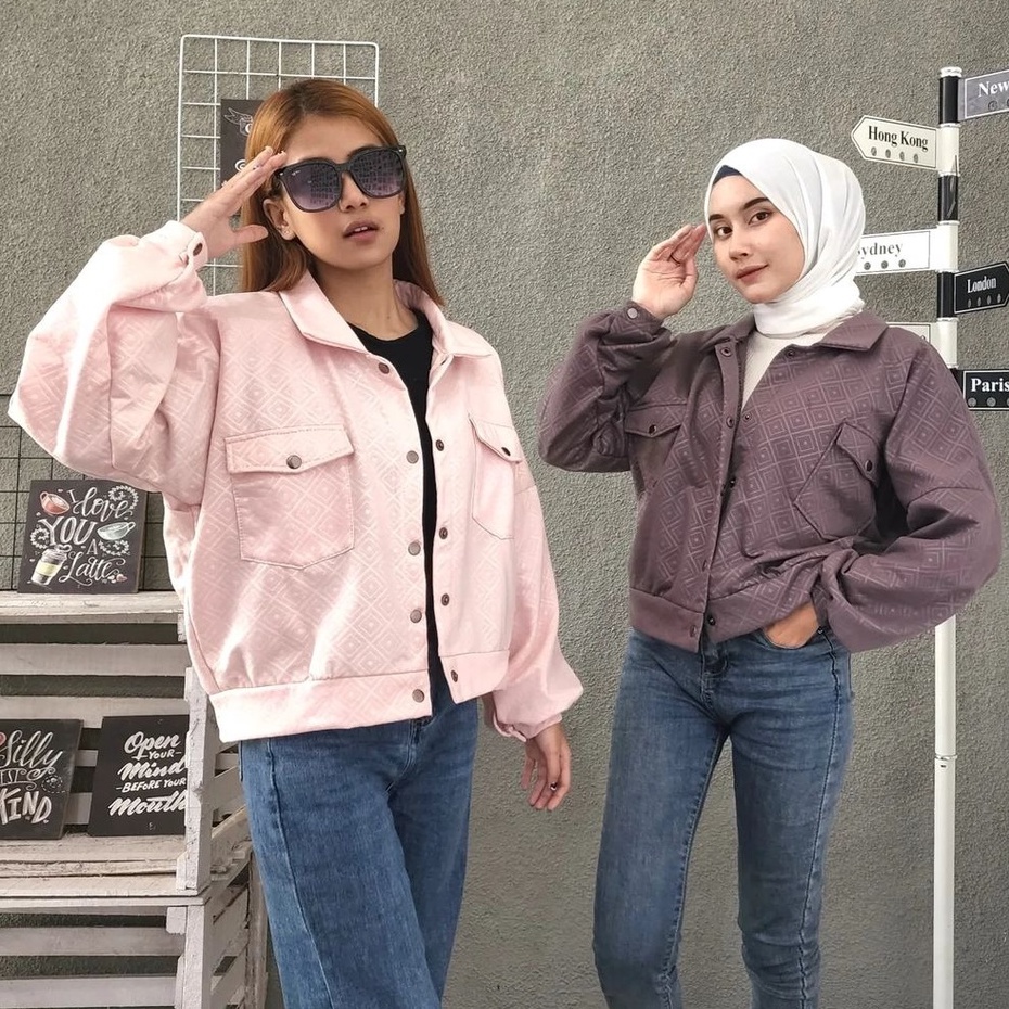 Olin Diamond Embos - Jaket Oversize Wanita