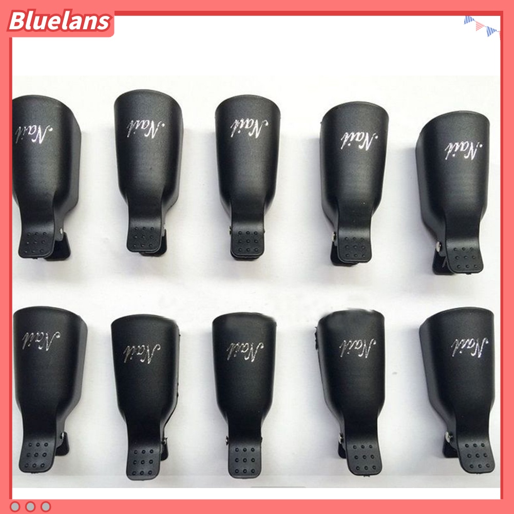 Bluelans 10Pcs Klip Cap Soak Off Penghilang Kutek UV Gel Bahan Plastik Untuk Manicure