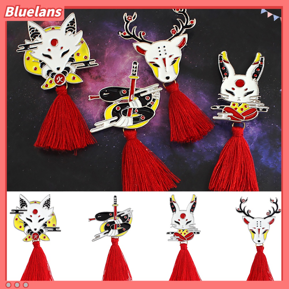 Bros Pin Enamel Bentuk Rusa Rubah Kelinci Aksen Rumbai Untuk Unisex