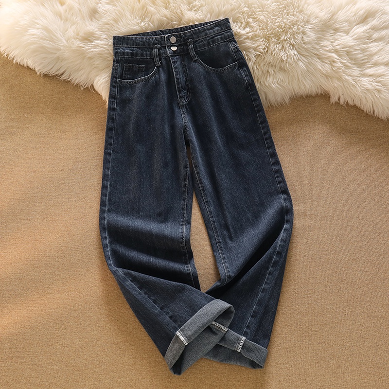 Jeans Korea Highwaist Loose Celana Jeans Wanita Kekinian