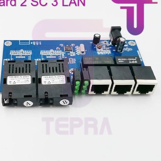Media Converter 2 Port FO 3 Port LAN / 2 FO 3 LAN / 2 SC 3 Rj45 BOARD