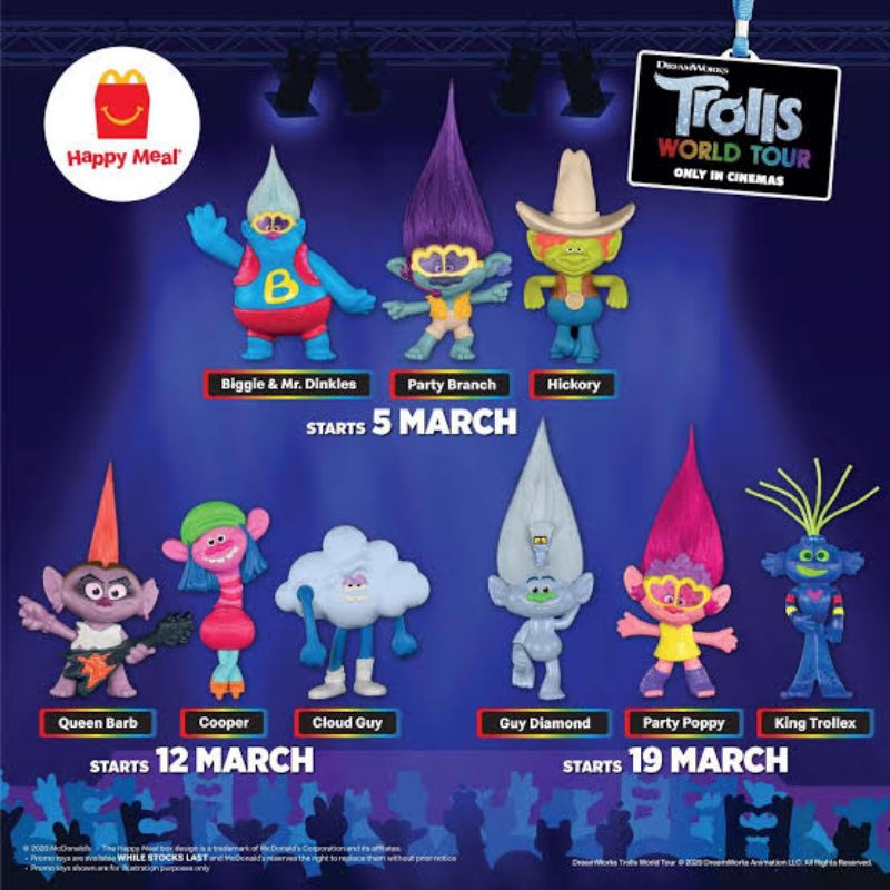 Mainan Happy Meal Mcdonalds Mcd Trolls World Tour sealed