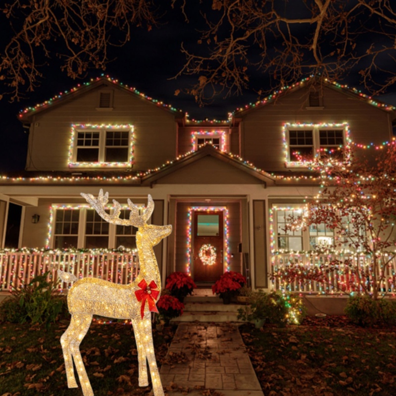 Ornamen Rusa Natal Dengan Lampu Led Untuk Dekorasi Meja Makan