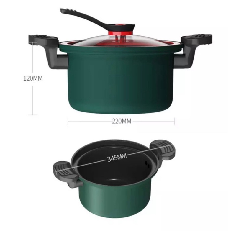 PANCI PRESTO 3.5 LITER TEFLON PRESSURE COOKER POT ANTI LENGKET