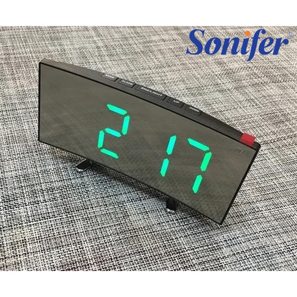 Jam Meja Digital Melengkung Mirror Alarm Clock SONIFER