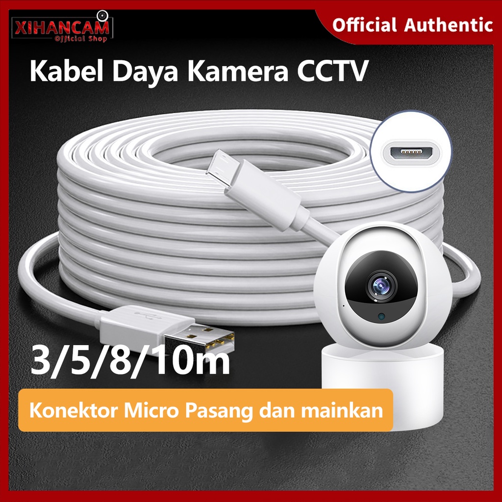 XIHANCAM Kabel Data Micro Usb Android Kabel Pengisian Super Panjang 3m 5m 8m 10m Cable Usb Charger Untuk Kamera Cctv Ip Camera / Handphone Fast Charging Data Cable Cord