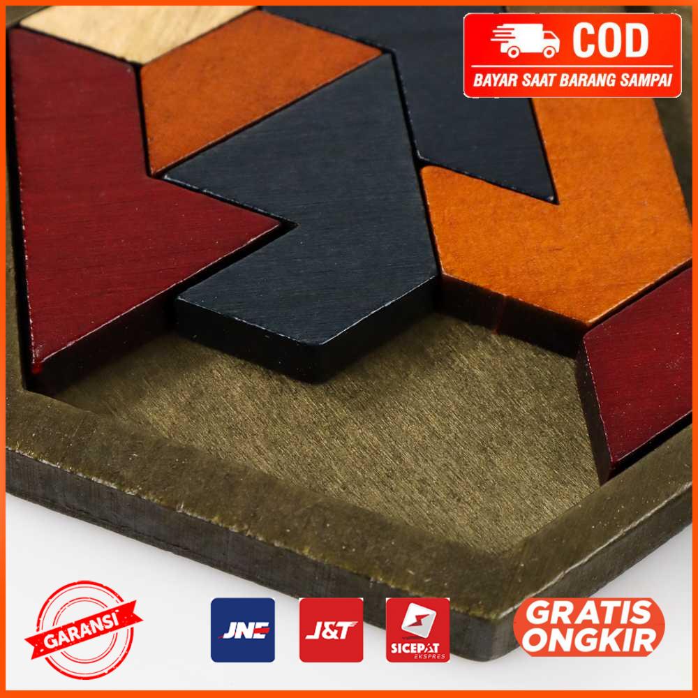 Mainan Anak Hexagonal Wooden Geometric Shape Puzzle JK 780