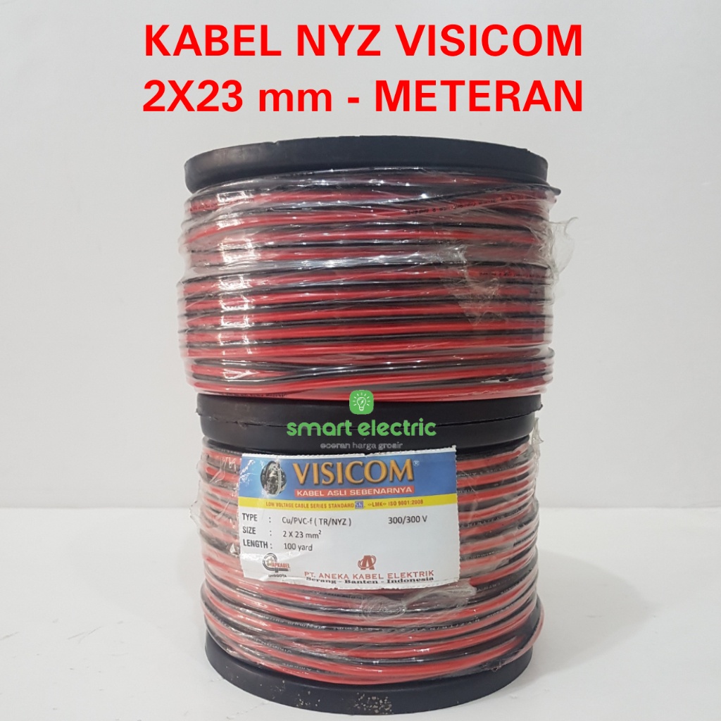 Kabel Listrik NYZ Visicom 2x23 mm Merah Hitam Meteran SNI Tembaga Murni