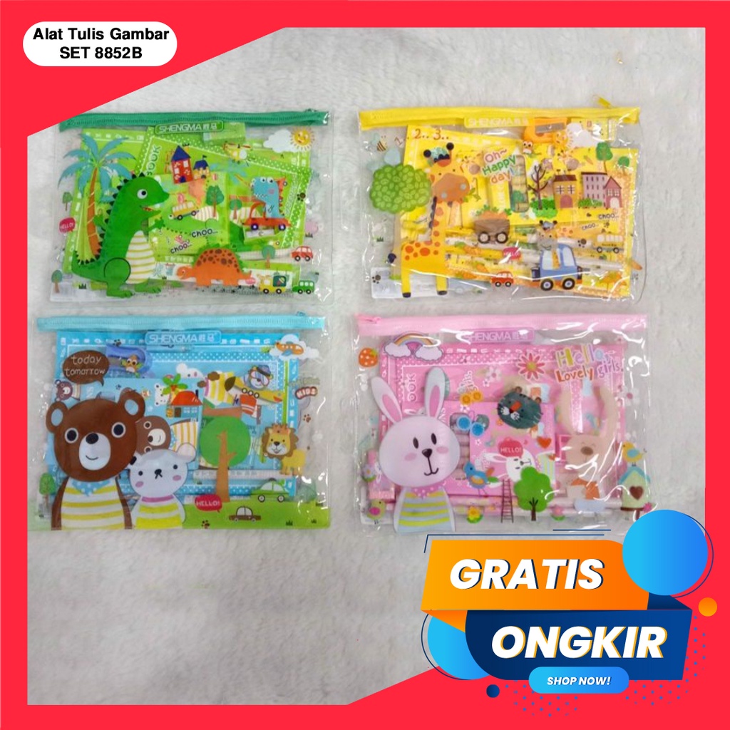 365 Buku &amp; Alat Tulis / STATIONARY SET #40274 Alat Tulis Gambar Karakter Fancy  Pouch Mika