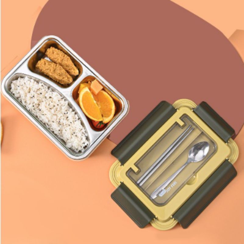 Lunchbox stainless 304 3sekat/kotak makan stainless 3sekat