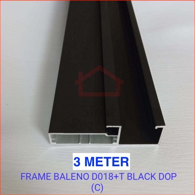 Frame Alumunium Handle Hitam Profil Lis Kaca Lemari Bingkai Frame