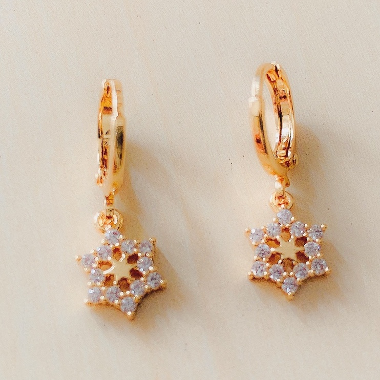 Anting Wanita Roda Bintang Zirconia Gold Xuping