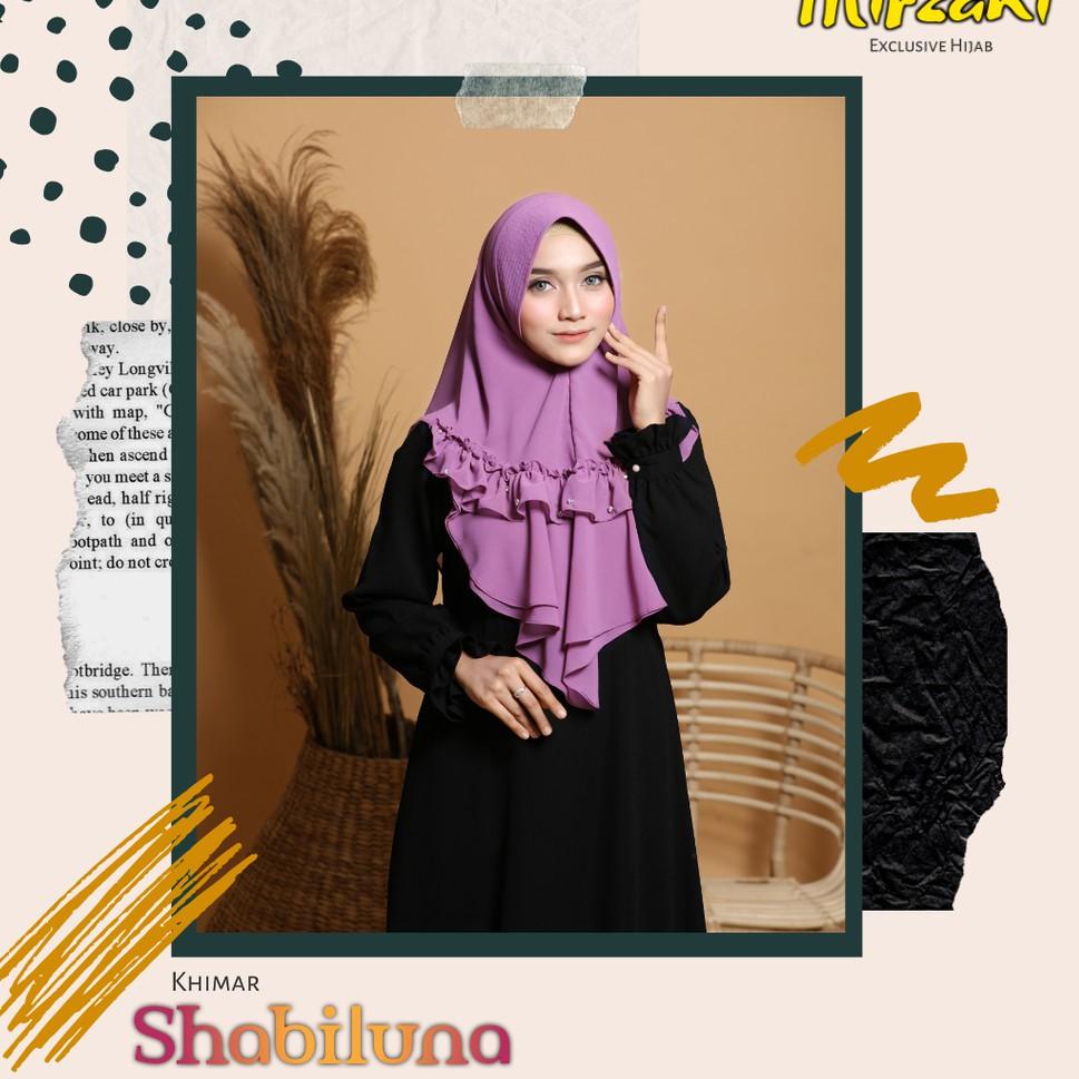 Khimar Shabiluna dengan details Kemilau Swaroski by Mirzani Hijab jilbab branded original asli {GQ.1