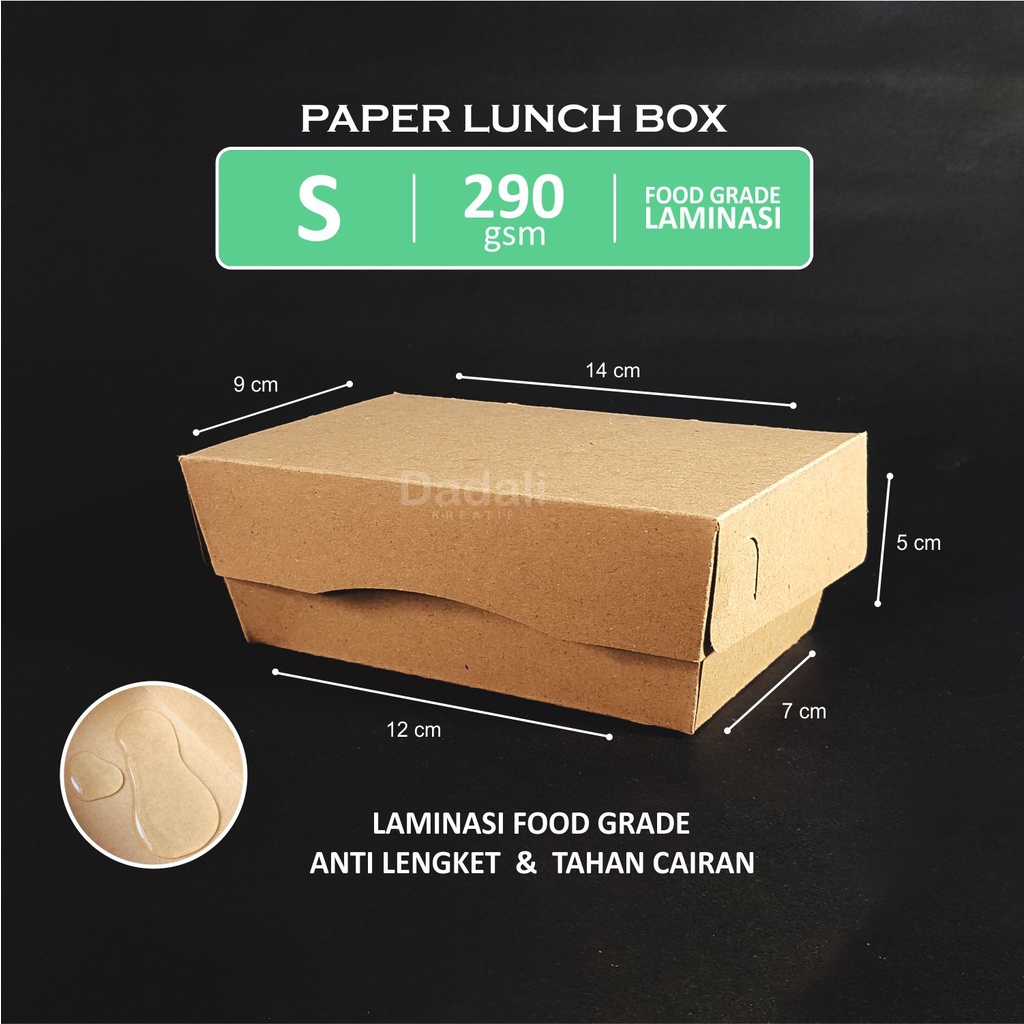 Lunch Box Size S Kotak Makan Ukuran S Laminasi Tebal 290 gsm Paper Kraft Coklat Food Grade