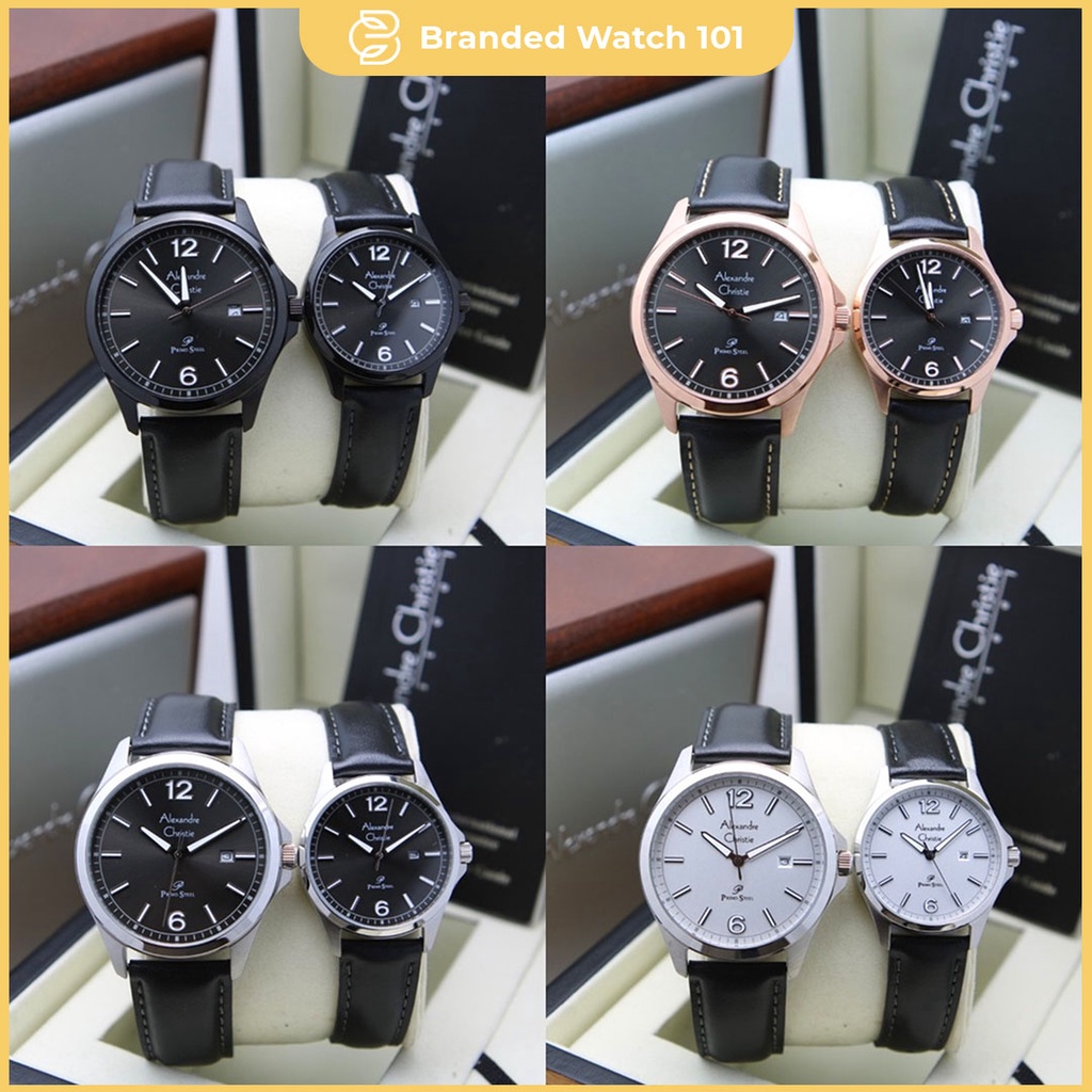 ORIGINAL Jam Tangan Pria &amp; Wanita Couple Alexandre Christie AC 1029 / AC1029 / 1029 Garansi Resmi 1 Tahun, Stainless &amp; Leather