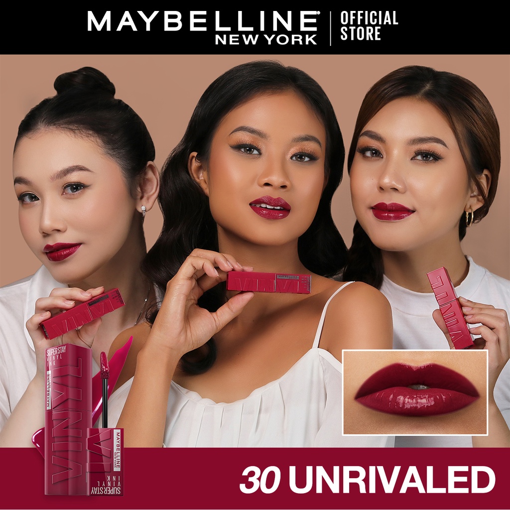 Maybelline Superstay Vinyl Ink 4.2ml - Liquid Lipstik Lipstick Make Up Lipcream Viral Ready Stock-30 Unrivaled