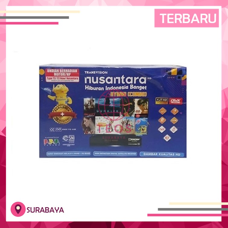 Terbaik Transvision Nusantara Combo Receiver Parabola Set Top Box DVB-T2 TEOS