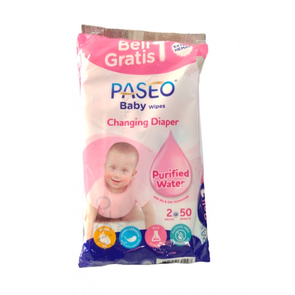 Paseo Baby Wipes 50+50 Jojoba Tisu Basah