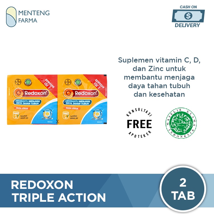 Redoxon Triple Action Effervescent 2 Tablet - Suplemen Imunitas Tubuh