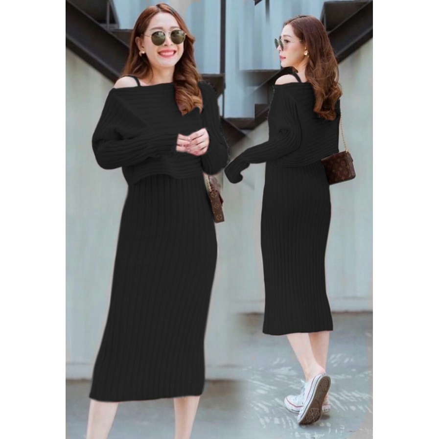 Baju Dress Brukat Natal Wanita Terbaru 2021 Midi Dress Pesta Remaja Ko Dress Ninisi + Outer - Midi