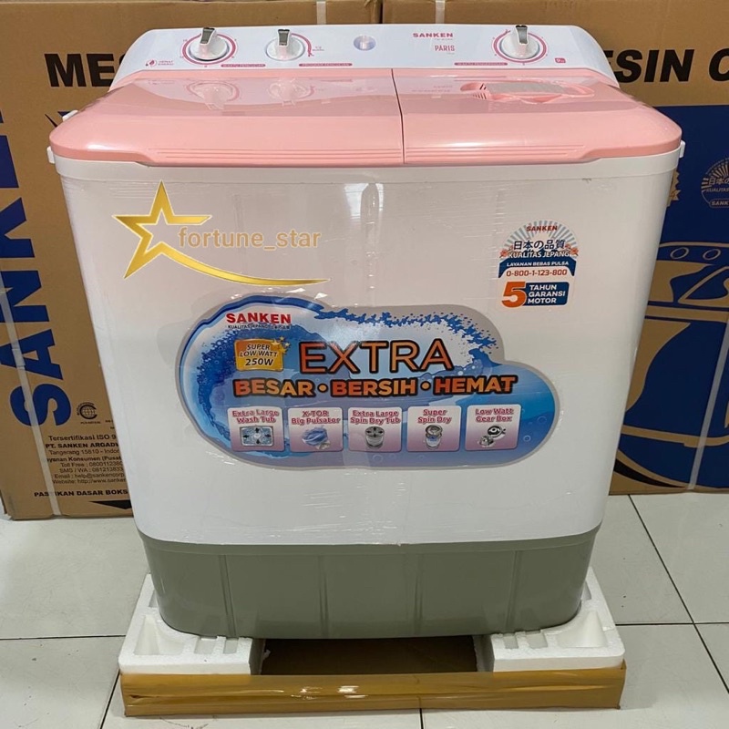 Mesin Cuci 2 Tabung Sanken 9Kg Tw-9110PK