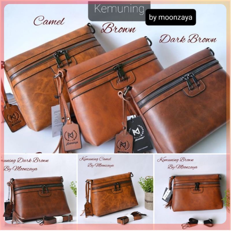 Tas Selempang Sling Bag Kemuning by Moonzaya Original Produk Tas Simple Bahan Kulit