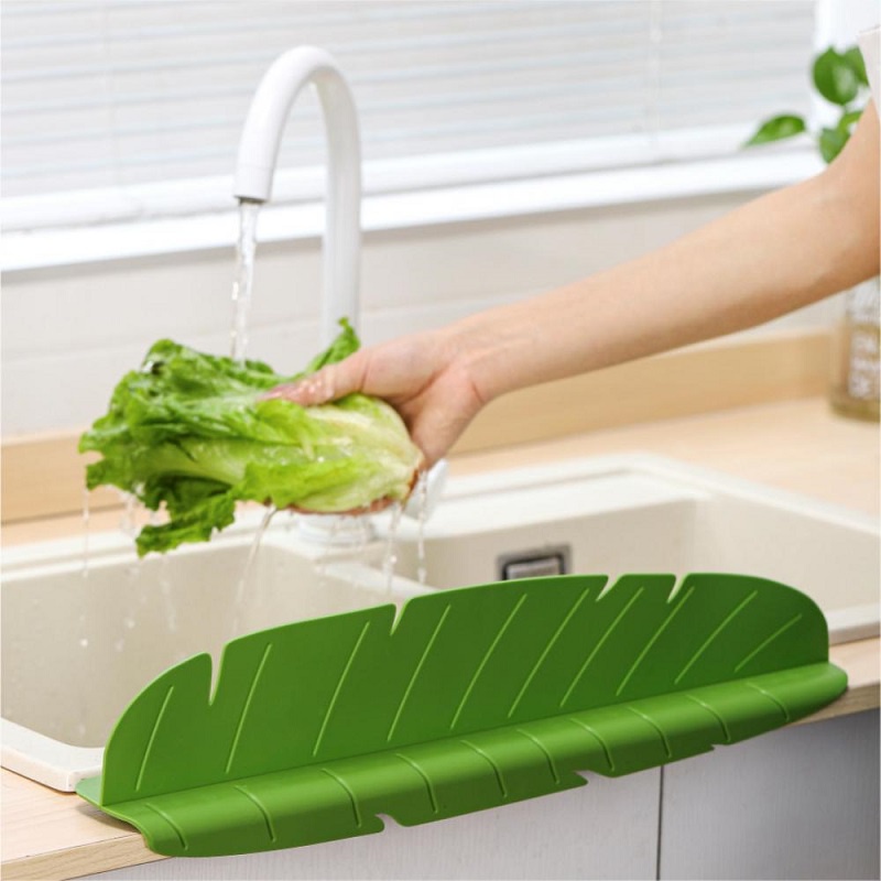 Kitchen Sink Water Splash Board Guard Leaf Style Oil-Proof Splashproof Waterproof Dish Washing Baffle Board Retaining Plate Kitchen Supplies