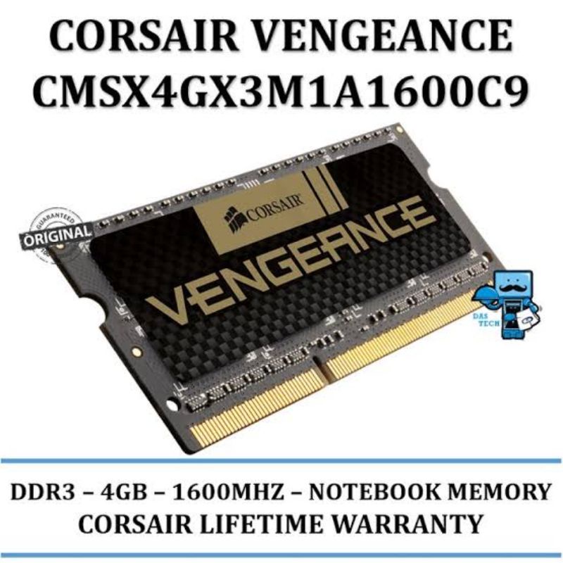 Ram laptop Corsair vengeance 4gb ddr3 1600mhz