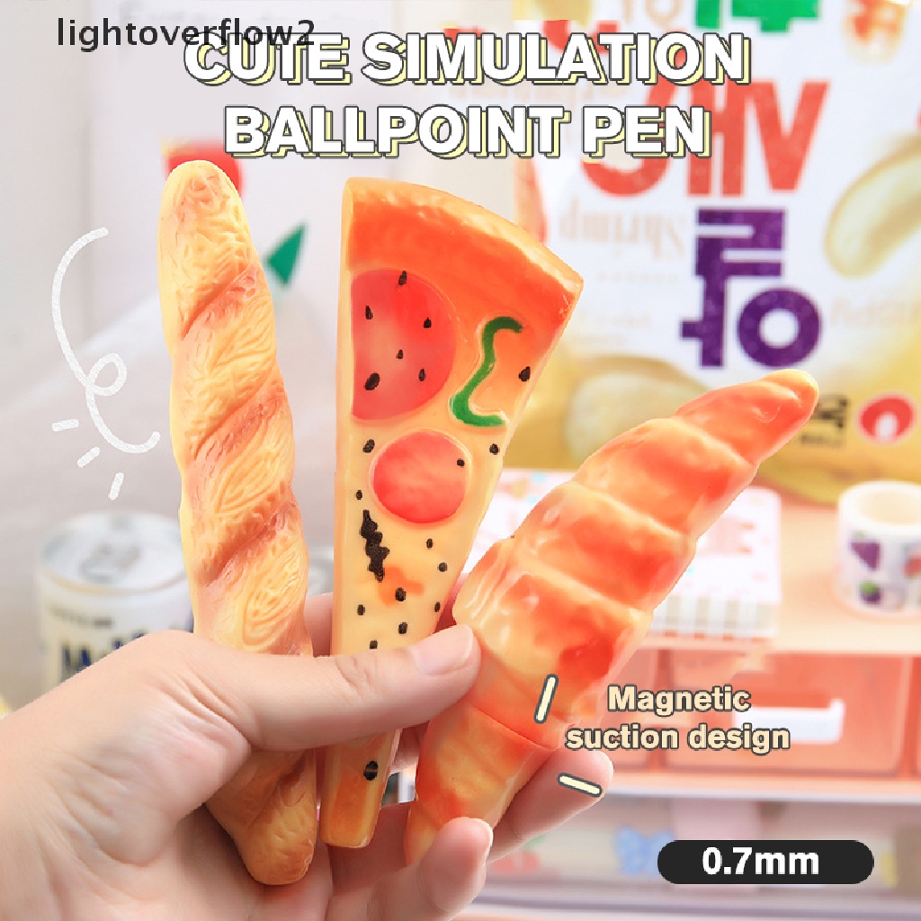 (lightoverflow2) Pulpen 0.7MM Bentuk Pizza / Roti / Hot Dog Untuk Sekolah / Kantor