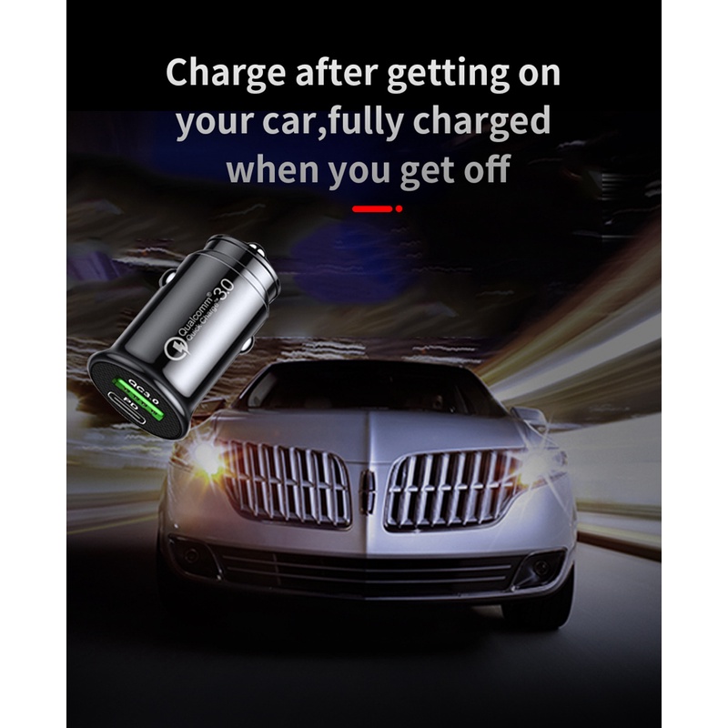 Soket Charger Mobil Dual USB Tipe C PD Fast Charging Untuk Android#Adapter Power Charger Mobil Untuk ios