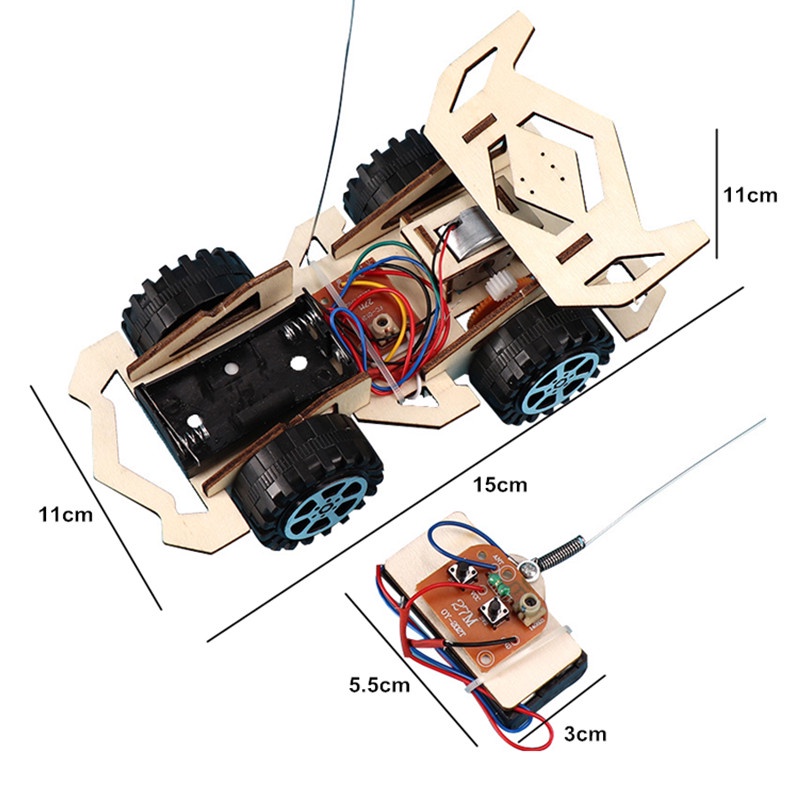 Set Mainan Mobil Balap RC Wireless Bahan Kayu Untuk Edukasi Anak