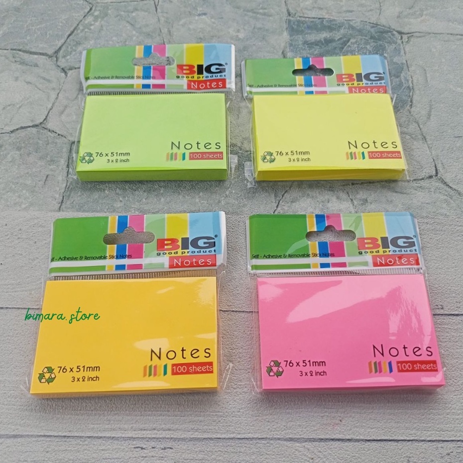 

BIG Sticky Notes 3x2 (76x51)/Tumpuk Pembatas dan Penanda kertas Index isi 100sheet