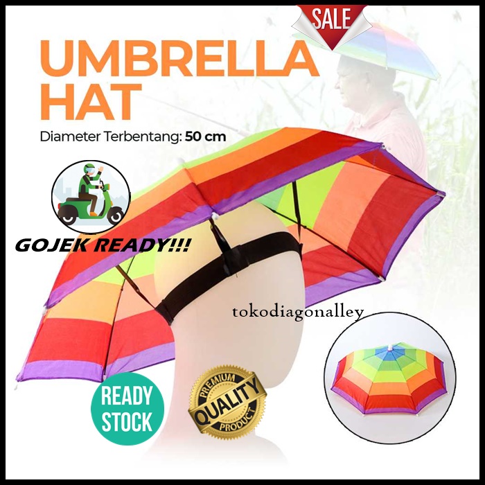 Payung Model Topi Umbrella Hat Anti Panas dan Hujan Topi Payung Caping Payung Murah