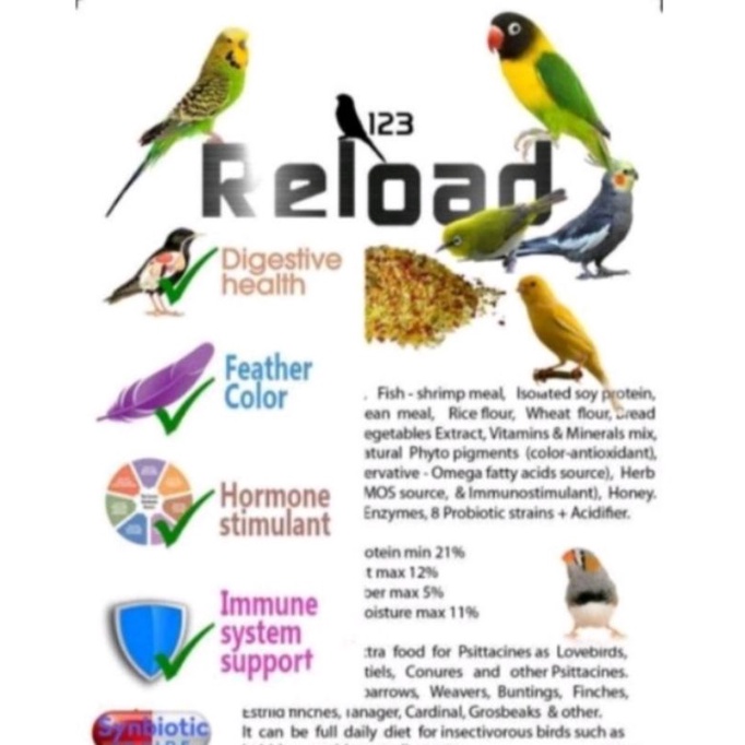 EXTERA FOODING 123 RELOAD BURUNG FINCH KENARI GOLD AMADIN LOVEBRID PElECI