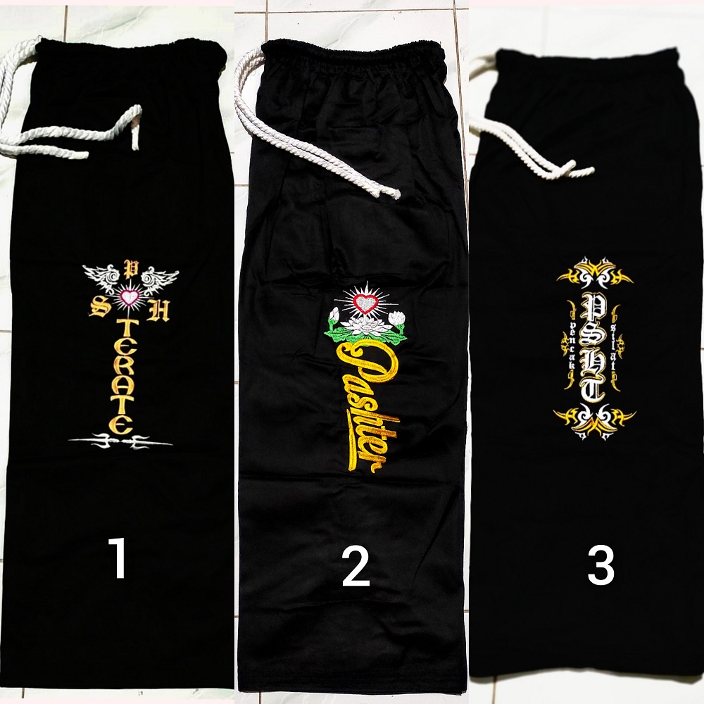 CELANA SAKRAL BORDIR PSHT-CELANA SILAT PSHT-CELANA WARGA PSHT BORDIR-KOMPRANG PSHT-CELANA MOTIF PSHT