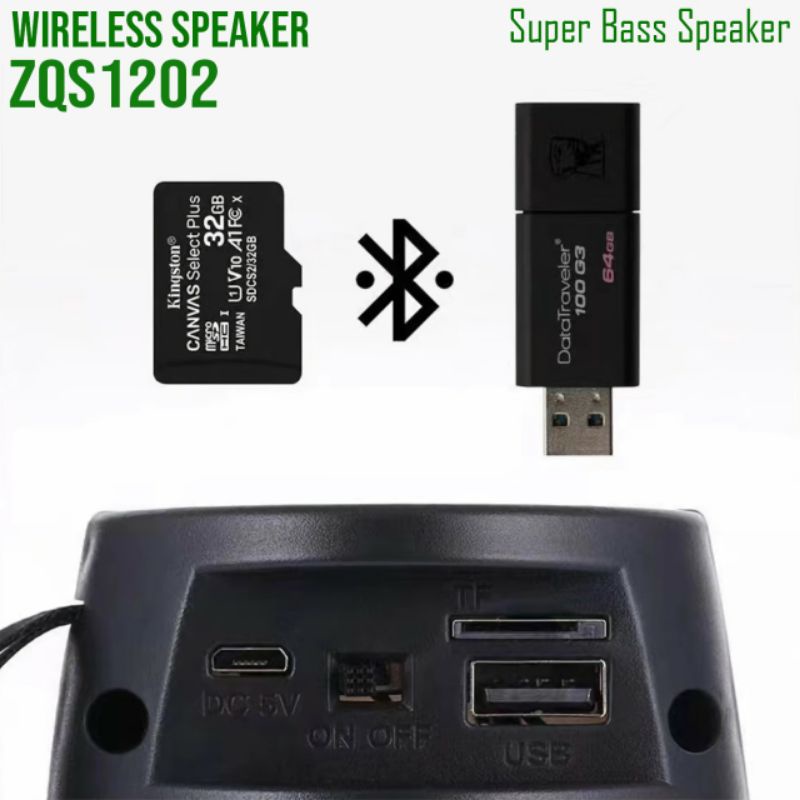 Speaker Bluetooth ZQS1202 Mini Lampu RGB Spiker Portable Wireless TG157 Pulse Lampu LED