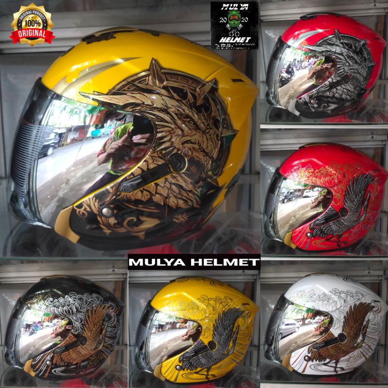 Helm G2 Seri Terbaru KM7 Seven King Dragon ( Vissor Silver )